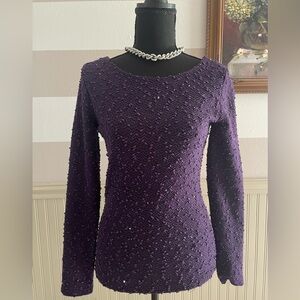 Elegant Purple Sequin Long Sleeve Top